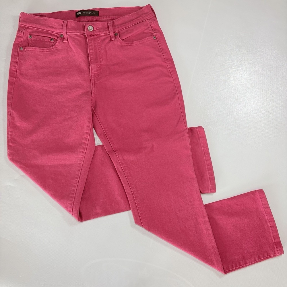 Levis 505 Straight Leg Jeans Womens 10M W30 L32 Pink Denim Mid Rise